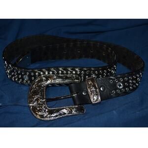Ranger Belt Company Size 32 Jeweled Rhinestones Western Belt Leather Bling Black